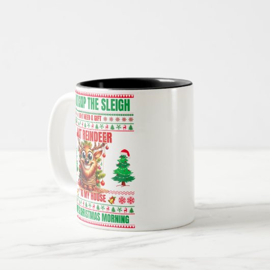 Kerst Vrolijk Kerstcadeau voor rendieren Tweekleurige Koffiemok (Voorkant links)