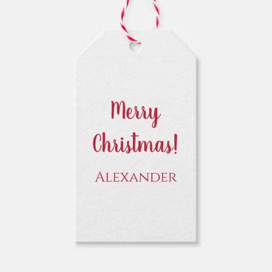 Kerst Vrolijk Kerstfeest Gepersonaliseerd Minimaal Cadeaulabel (Voorkant)