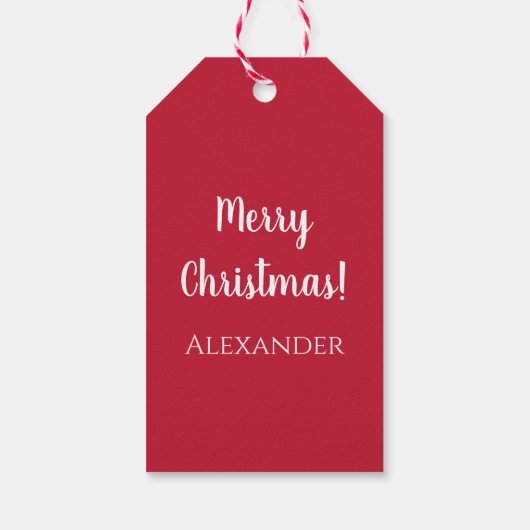 Kerst Vrolijk Kerstfeest Gepersonaliseerd Rood Cadeaulabel (Achterkant)