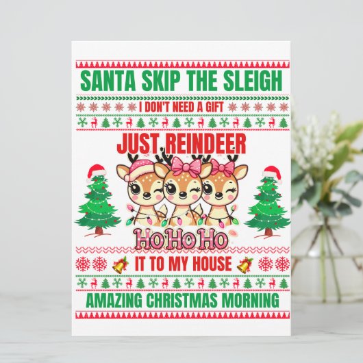 Kerst Vrolijk Kerstfeest voor cadeau rendieren (Staand voorkant)