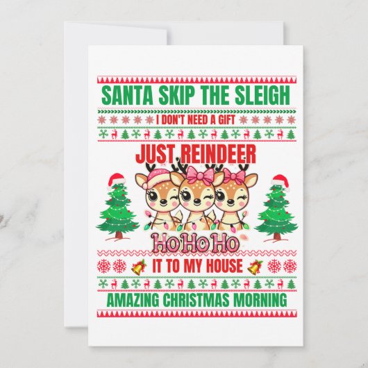 Kerst Vrolijk Kerstfeest voor cadeau rendieren Feestdagenkaart (Voorkant)