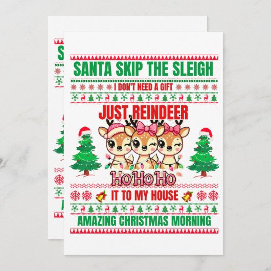 Kerst Vrolijk Kerstfeest voor cadeau rendieren Feestdagenkaart (Voorkant / Achterkant)