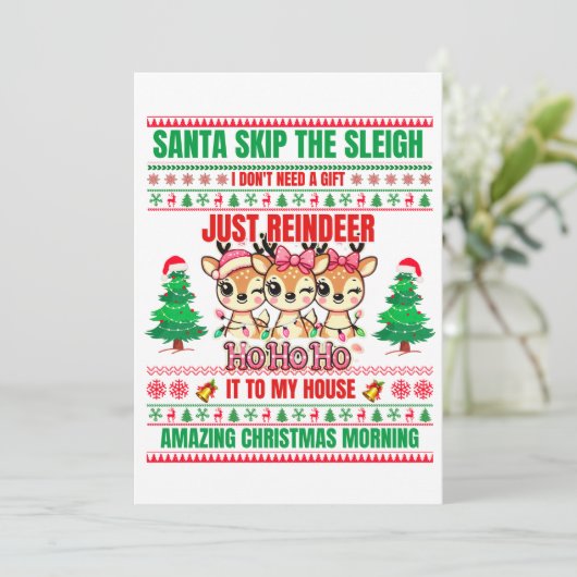 Kerst Vrolijk Kerstfeest voor cadeau rendieren Feestdagenkaart (Staand voorkant)