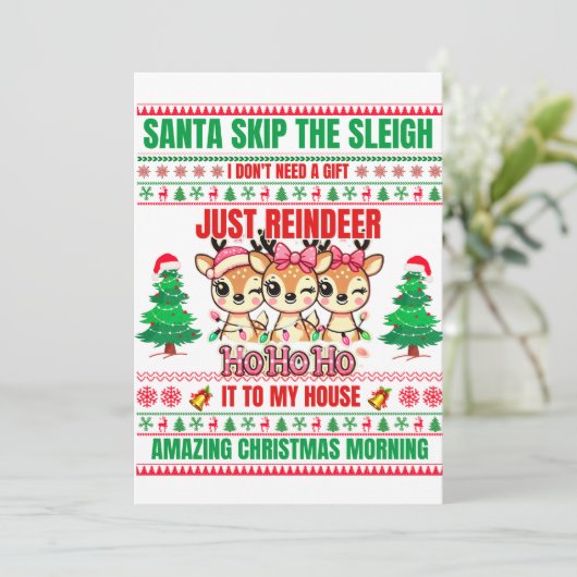 Kerst Vrolijk Kerstfeest voor cadeau rendieren Kaart (Staand voorkant)