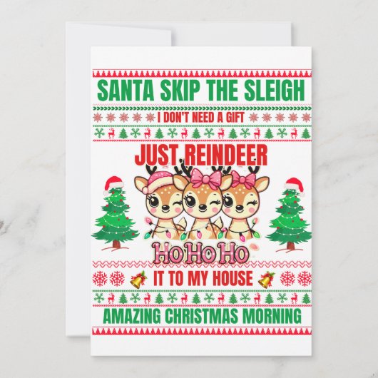 Kerst Vrolijk Kerstfeest voor cadeau rendieren Kaart (Achterkant)