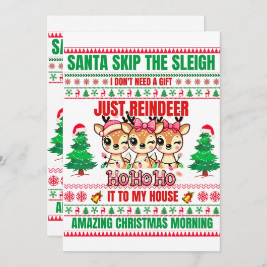 Kerst Vrolijk Kerstfeest voor cadeau rendieren Kaart (Voorkant / Achterkant)