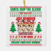 Kerst Vrolijk Kerstfeest voor cadeau rendieren Keramisch Ornament (Voorkant)