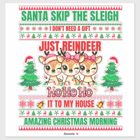 Kerst Vrolijk Kerstfeest voor cadeau rendieren Sticker (Vel)