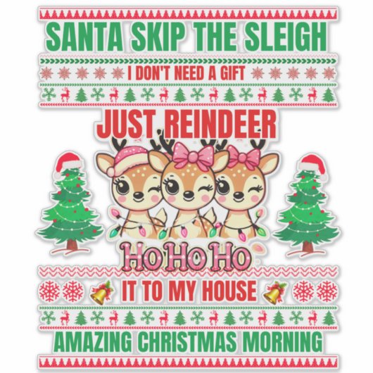 Kerst Vrolijk Kerstfeest voor cadeau rendieren Sticker (Voorkant)