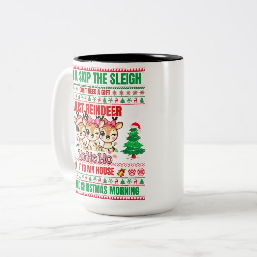 Kerst Vrolijk Kerstfeest voor cadeau rendieren Tweekleurige Koffiemok (Voorkant links)