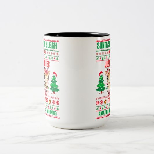 Kerst Vrolijk Kerstfeest voor cadeau rendieren Tweekleurige Koffiemok (Center)