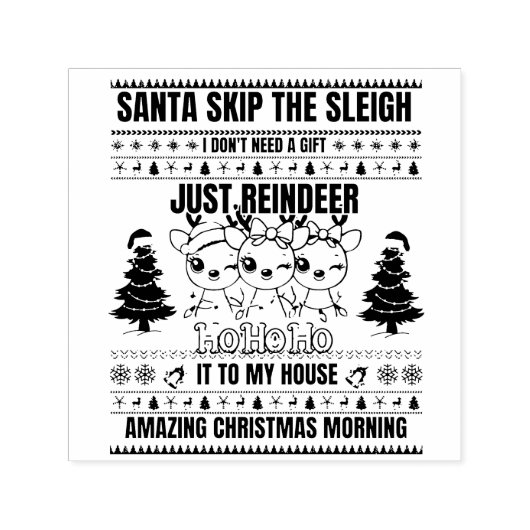 Kerst Vrolijk Kerstfeest voor cadeau rendieren Zelfinktende Stempel (Design)