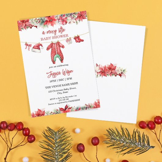 Kerst Vrolijk klein Baby shower Genderneutraal Kaart