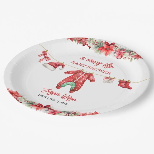 Kerst Vrolijk klein Baby shower Genderneutraal Papieren Bordje (Gekanteld)