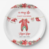 Kerst Vrolijk klein Baby shower Genderneutraal Papieren Bordje (Voorkant)