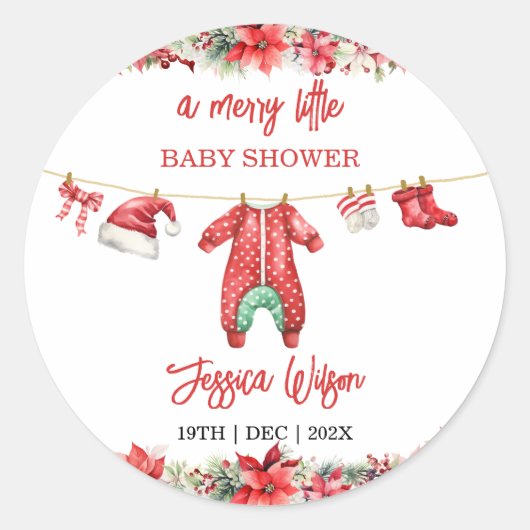 Kerst Vrolijk klein Baby shower Genderneutraal Ronde Sticker (Voorkant)