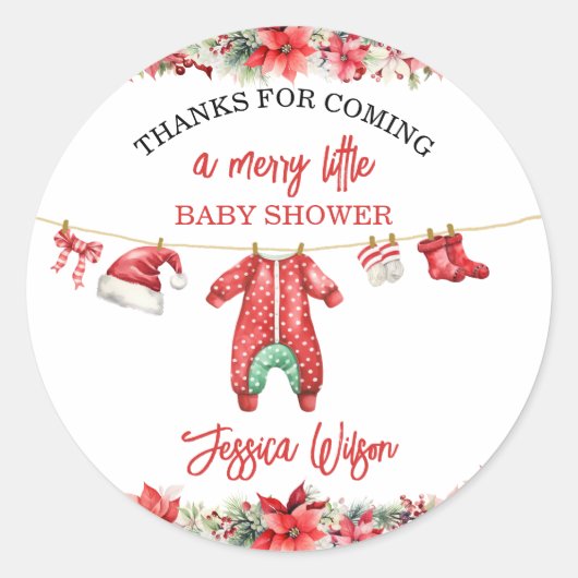 Kerst Vrolijk klein Baby shower Genderneutraal Ronde Sticker (Voorkant)