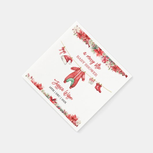 Kerst Vrolijk klein Baby shower Genderneutraal Servet (Hoek)