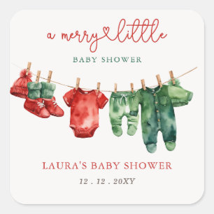 Kerst Vrolijk klein Baby shower Genderneutraal Vierkante Sticker