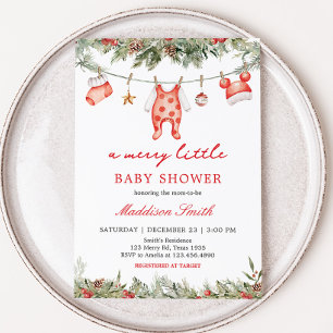 Kerst Vrolijk klein Baby shower Kaart