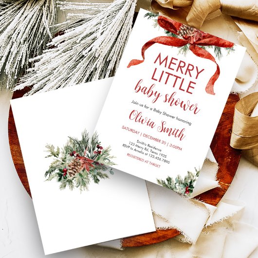 Kerst Vrolijk klein Baby shower Kaart