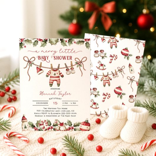 Kerst Vrolijk klein Baby shower Kaart