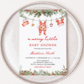 Kerst Vrolijk klein Baby shower Kaart