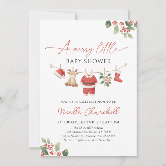 Kerst Vrolijk klein Baby shower Kaart (Voorkant)