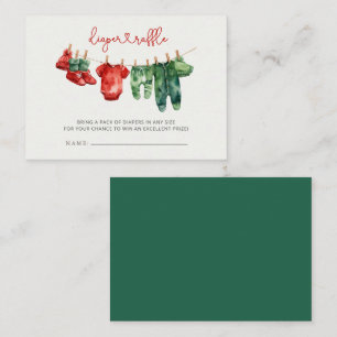 Kerst Vrolijk Klein Baby shower Luier Raffle Informatiekaartje