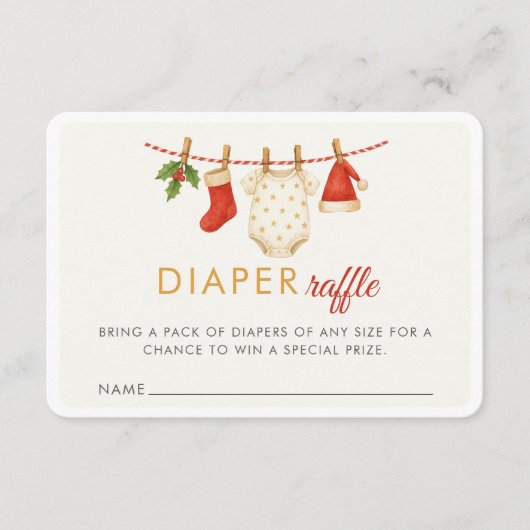 Kerst Vrolijk Klein Baby shower Luier Raffle Informatiekaartje (Voorkant)