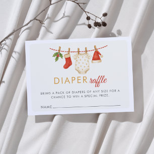 Kerst Vrolijk Klein Baby shower Luier Raffle Informatiekaartje