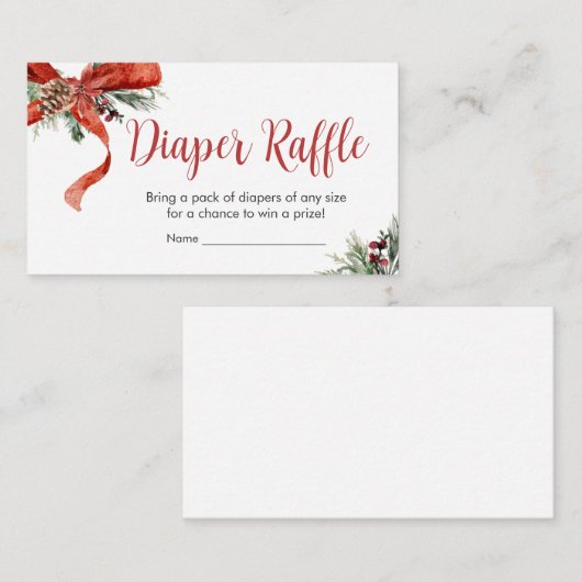 Kerst Vrolijk Klein Baby shower Luier Raffle Informatiekaartje (Voorkant / Achterkant)