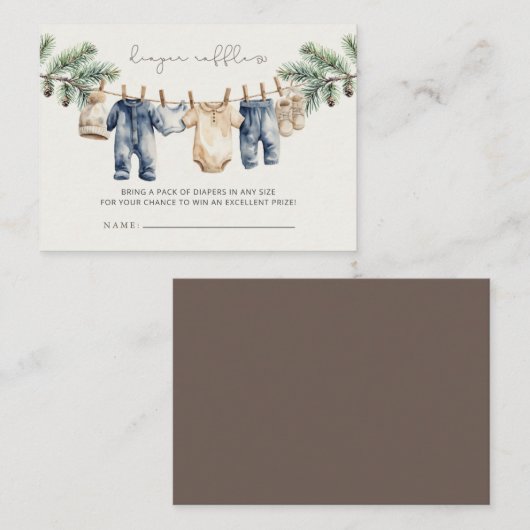 Kerst Vrolijk Klein Baby shower Luier Raffle Informatiekaartje (Voorkant / Achterkant)