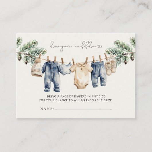 Kerst Vrolijk Klein Baby shower Luier Raffle Informatiekaartje (Voorkant)