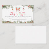 Kerst Vrolijk Klein Baby shower Luier Raffle Informatiekaartje (Voorkant / Achterkant)