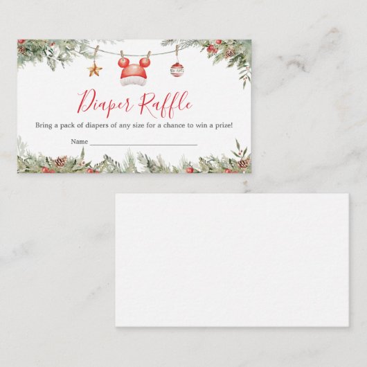 Kerst Vrolijk Klein Baby shower Luier Raffle Informatiekaartje (Voorkant / Achterkant)