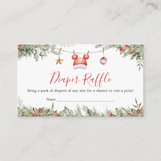 Kerst Vrolijk Klein Baby shower Luier Raffle Informatiekaartje (Voorkant)