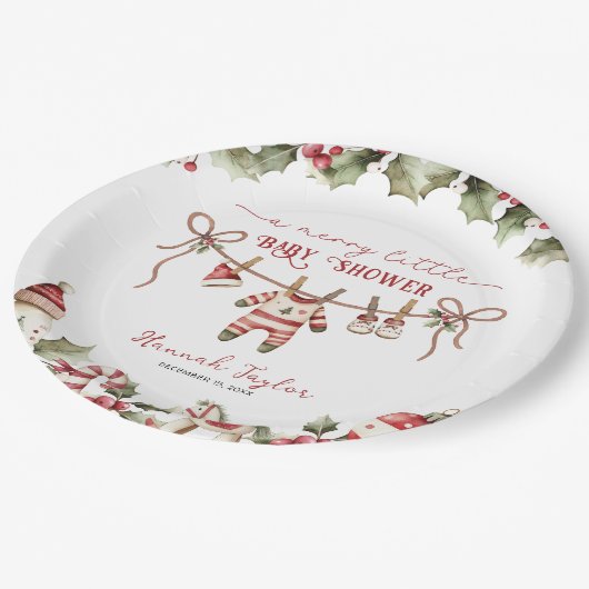 Kerst Vrolijk klein Baby shower Papieren Bordje (Gekanteld)