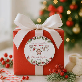 Kerst Vrolijk klein Baby shower Ronde Sticker