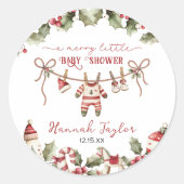 Kerst Vrolijk klein Baby shower Ronde Sticker (Voorkant)
