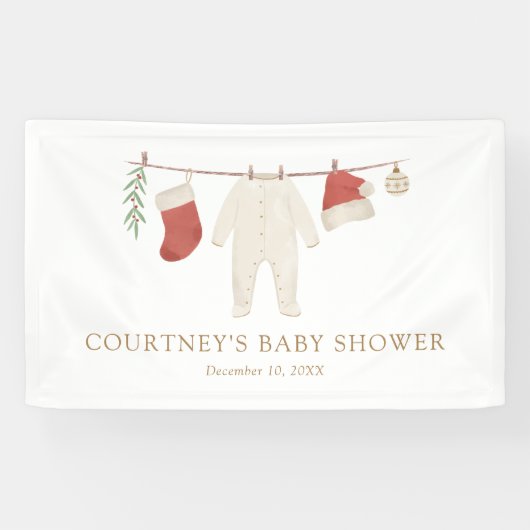 Kerst Vrolijk klein Baby shower Spandoek (Horizontaal)