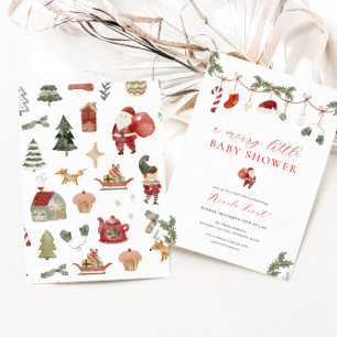 Kerst Vrolijk Klein Baby shower Uitnodiging