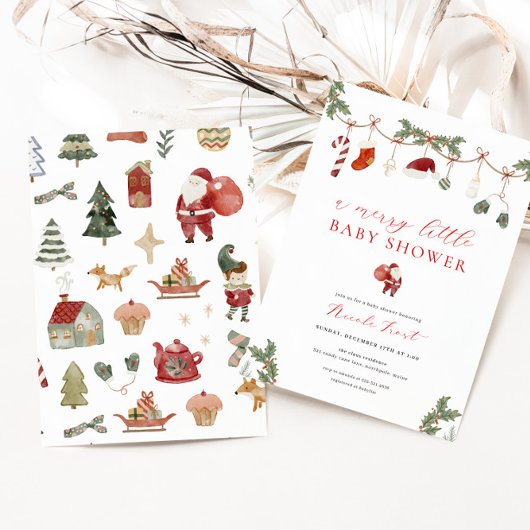 Kerst Vrolijk Klein Baby shower Uitnodiging