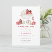 Kerst Vrolijk Klein Baby shower Uitnodiging (Staand voorkant)