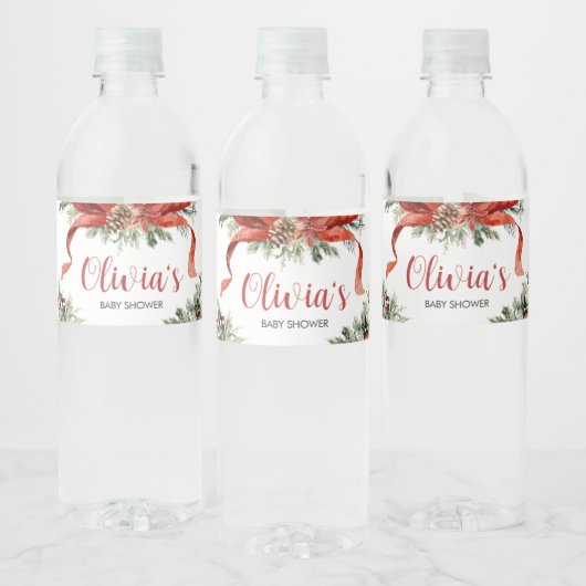 Kerst Vrolijk klein Baby shower Waterfles Etiket (Flessen)