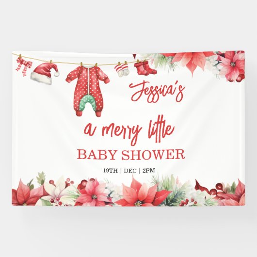 Kerst Vrolijk klein Baby shower Welkomstbord Spandoek (Horizontaal)