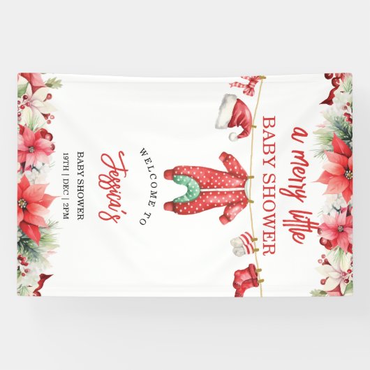 Kerst Vrolijk klein Baby shower Welkomstbord Spandoek (Horizontaal)