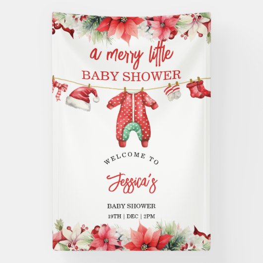 Kerst Vrolijk klein Baby shower Welkomstbord Spandoek (Verticaal)