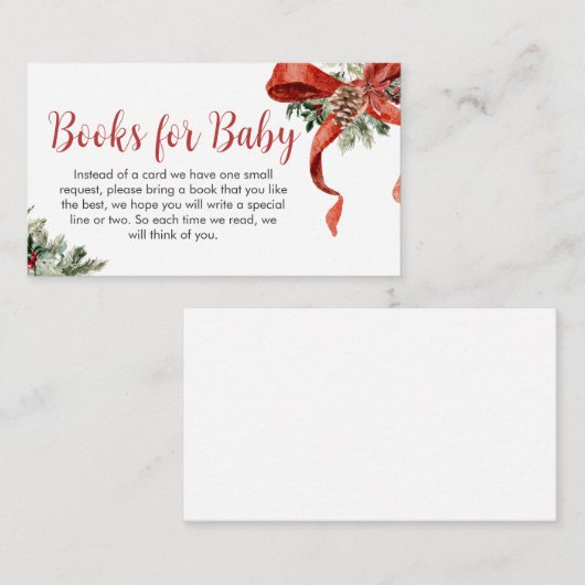 Kerst Vrolijk Kleine Baby shower Boeken voor Baby Informatiekaartje (Voorkant / Achterkant)
