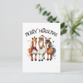 Kerst Vrolijk Paard Kerstmis Paard Briefkaart (Staand voorkant)